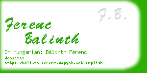 ferenc balinth business card